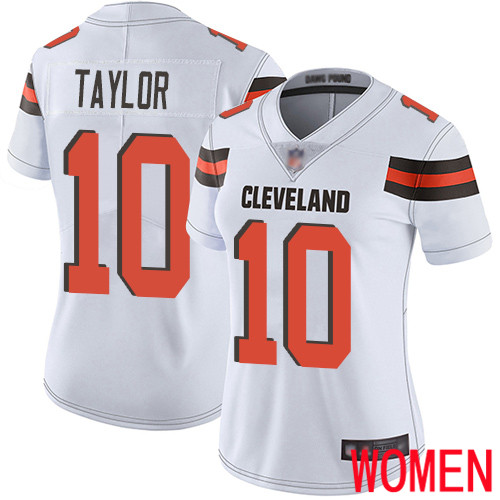 Cleveland Browns Taywan Taylor Women White Limited Jersey #10 NFL Football Road Vapor Untouchable
